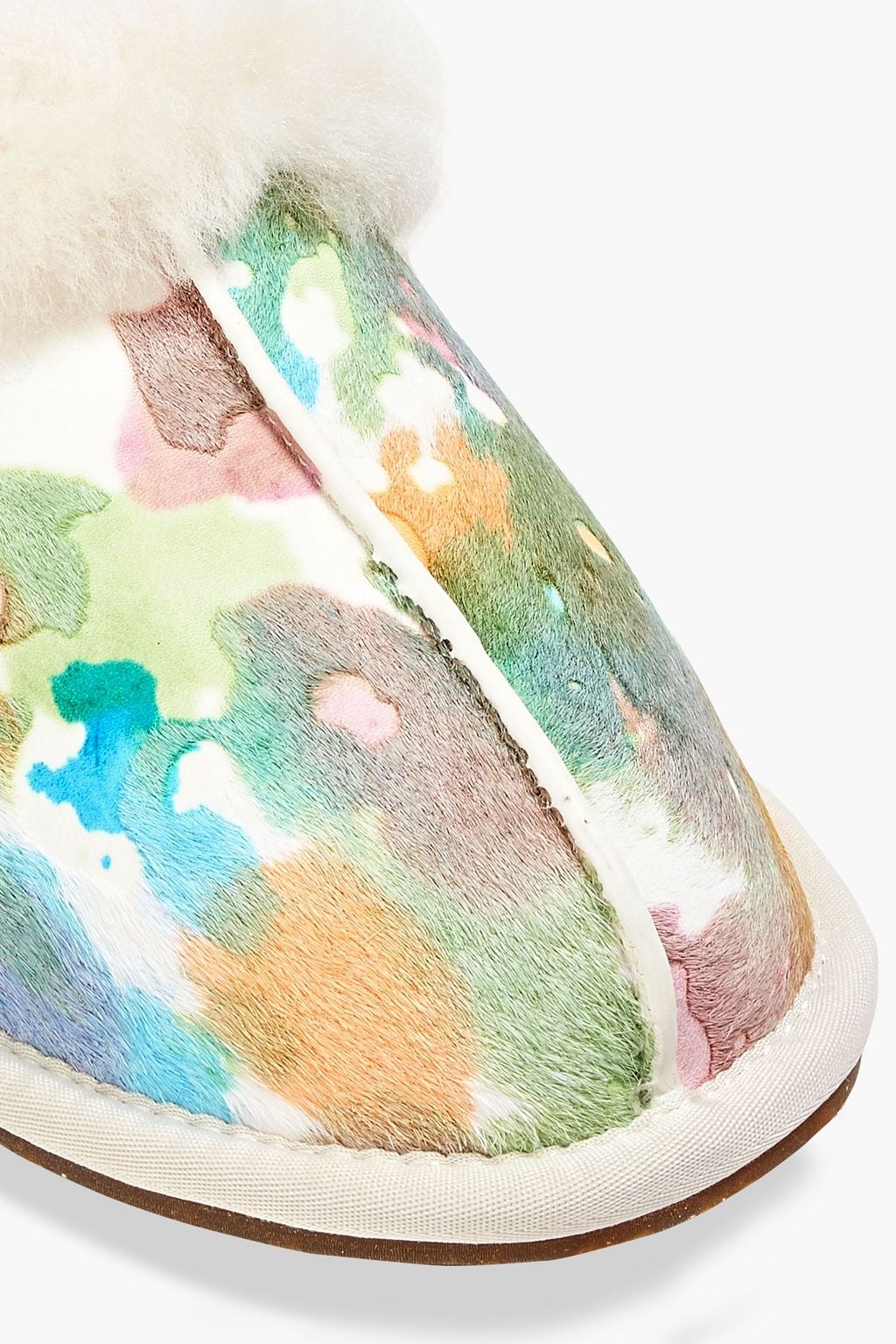 AUSTRALIA LUXE COLLECTIVE Shearling-lined printed calf-hair slippers