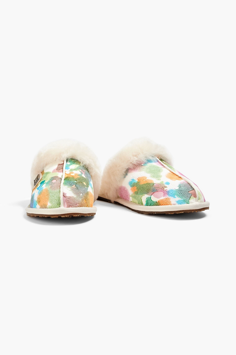 Shop Australia Luxe Collective Shearling-lined Printed Calf-hair Slippers In Light Green