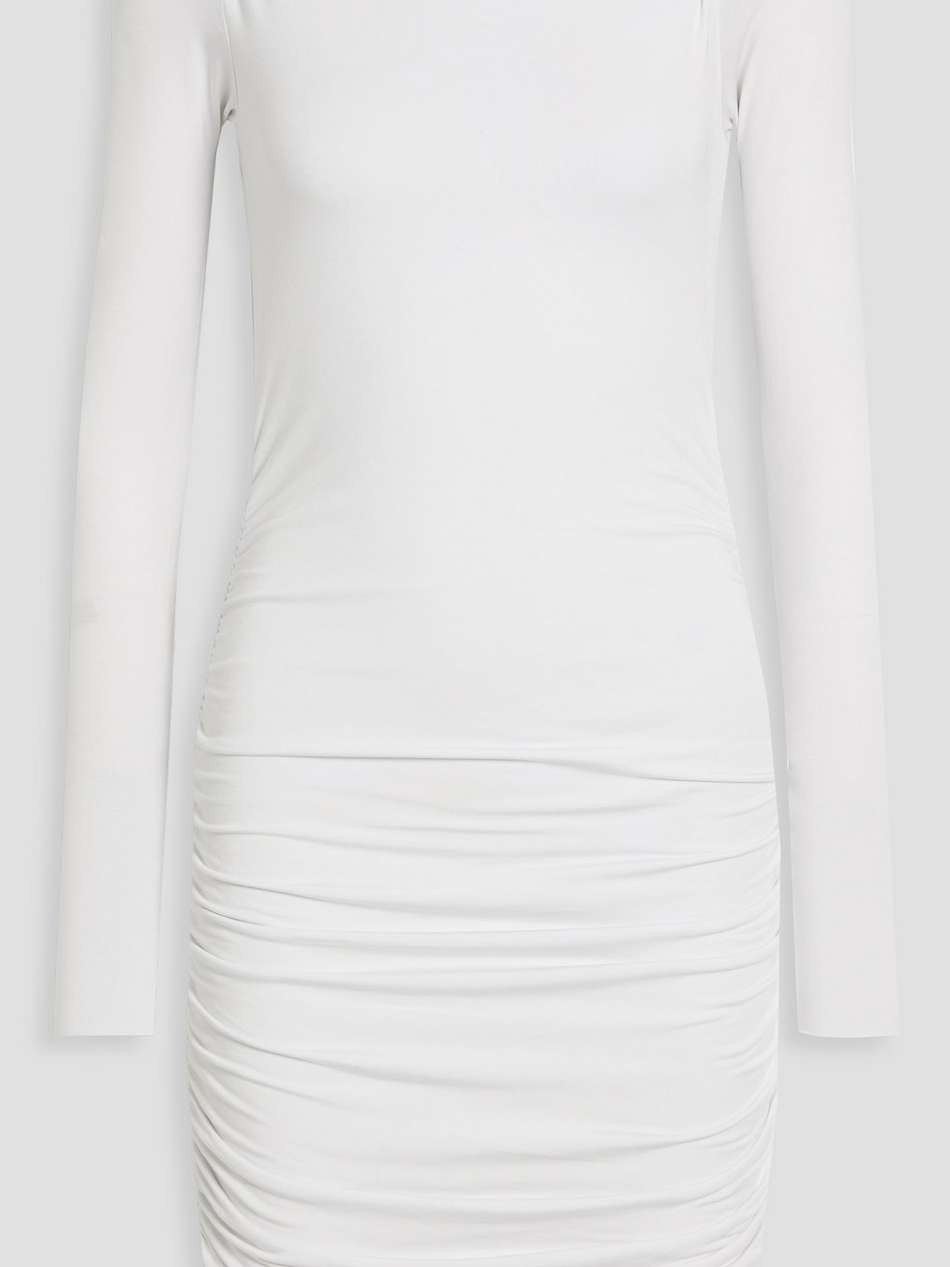 ruched micro modal-blend jersey mini dress