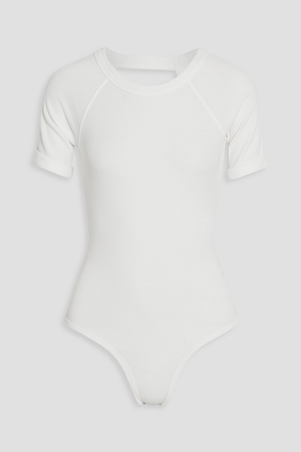 the line by k - remy open-back ribbed jersey bodysuit - white - s