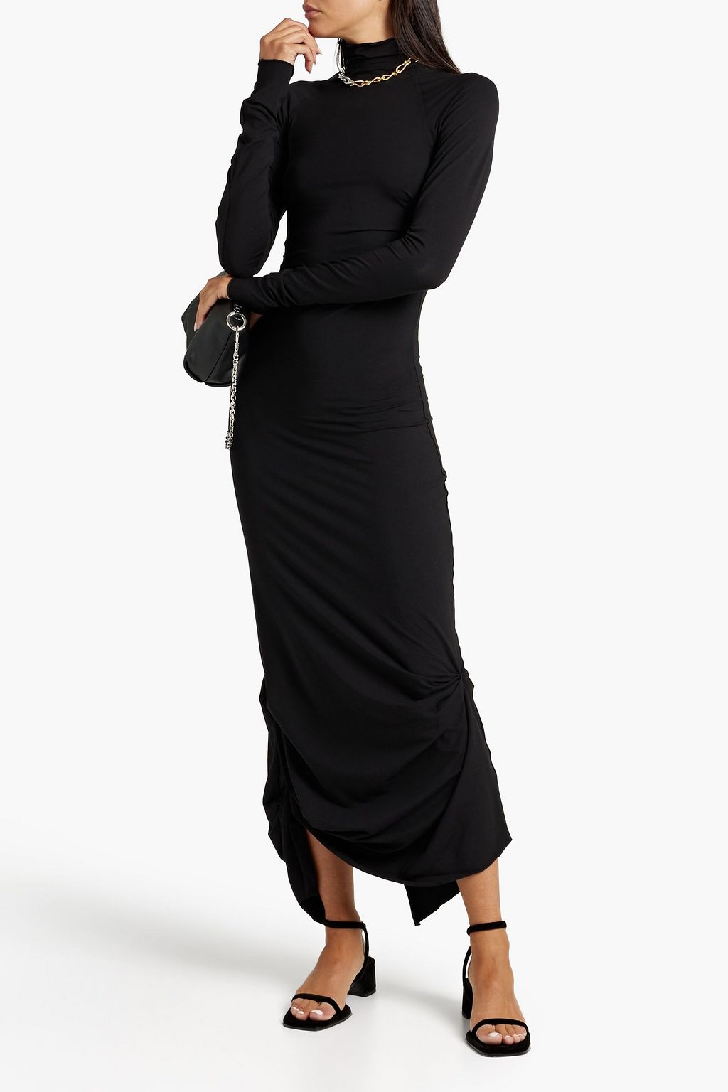 THE LINE BY K Gathered stretch cotton and modal-blend midi dress