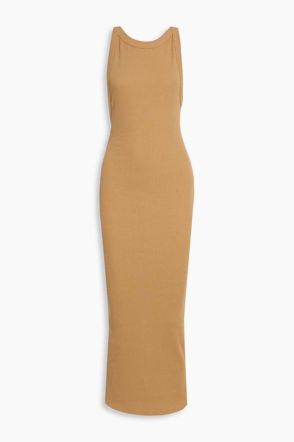 The Line By K Ribbed Stretch-cotton Jersey Maxi Dress In Camel