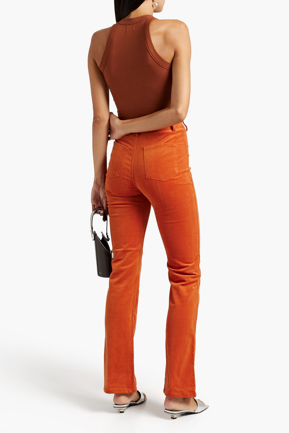 Shop The Line By K Cotton-blend Corduroy Bootcut Pants In Orange