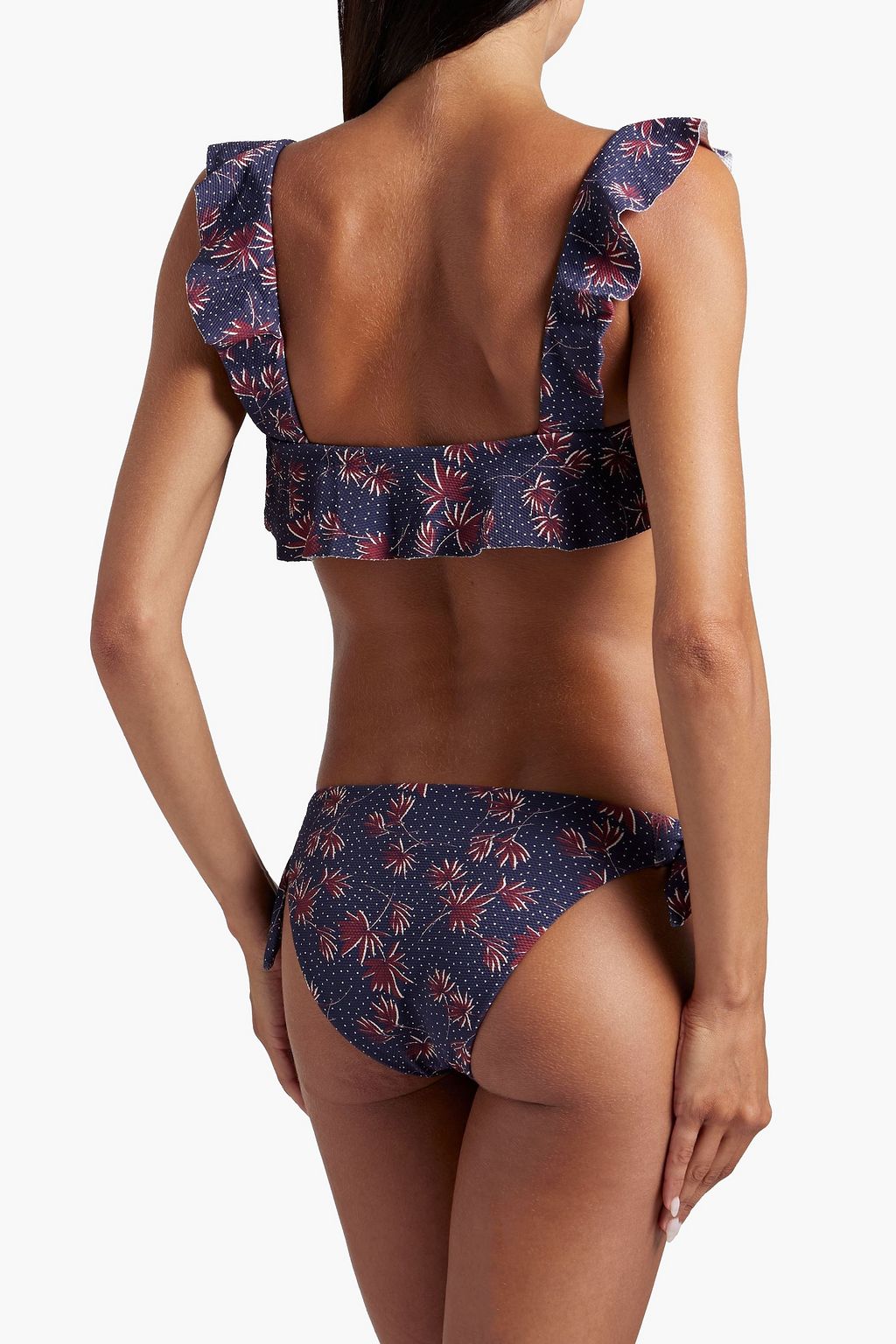 EBERJEY Printed stretch-piquè low-rise bikini briefs