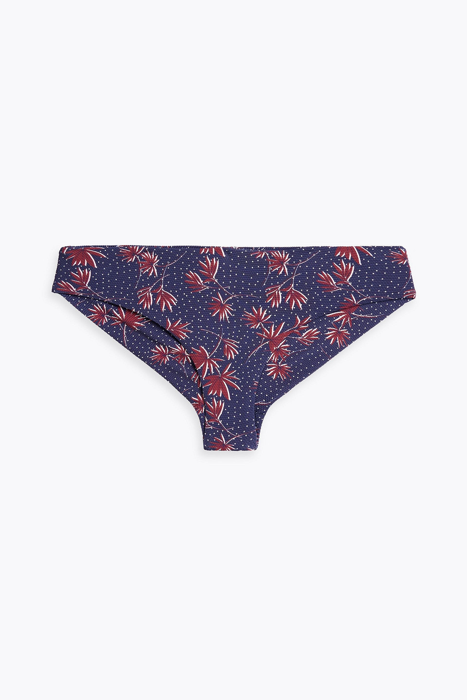 Eberjey Coco Printed Stretch-piqué Low-rise Bikini Briefs In Navy