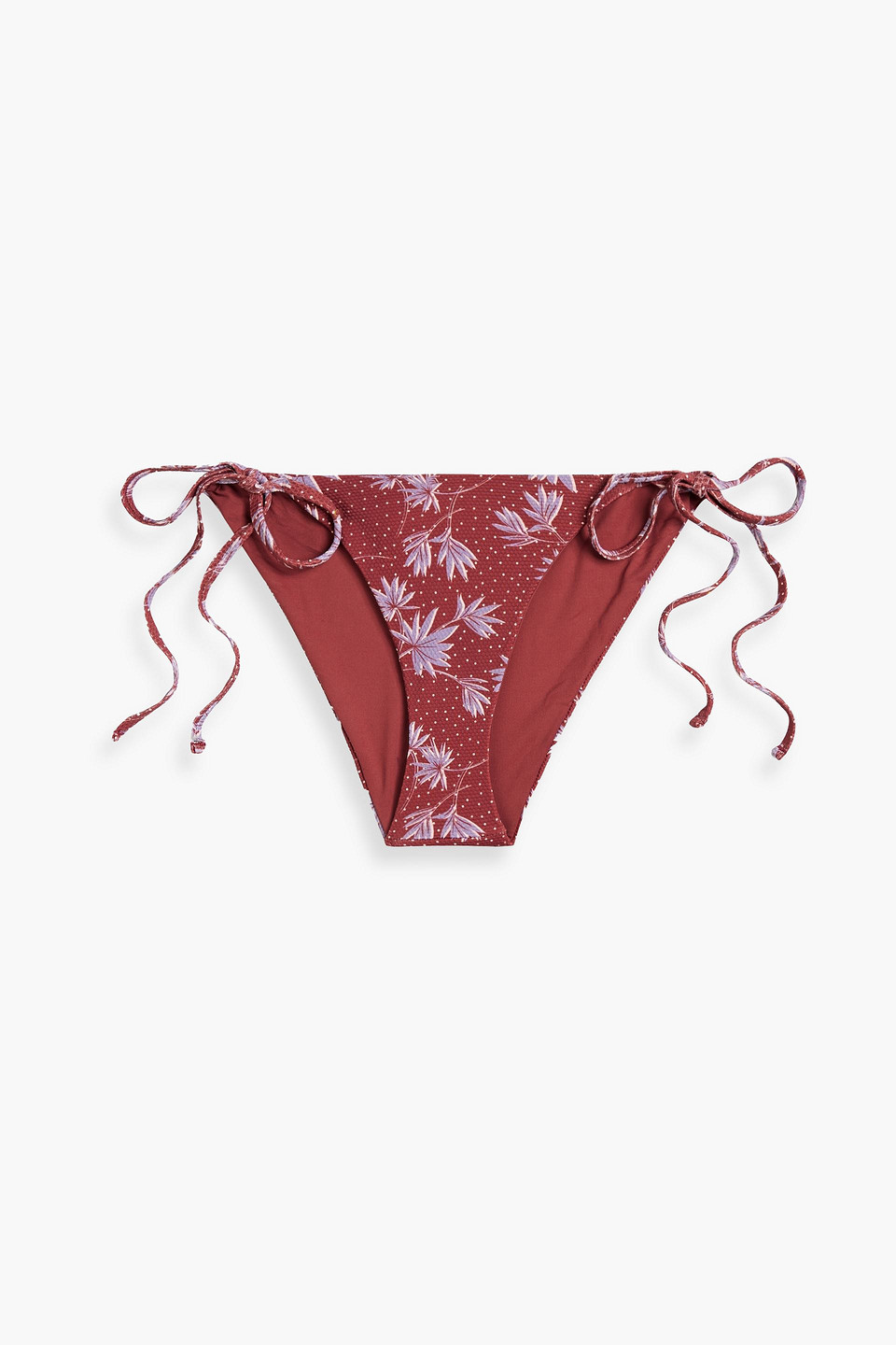 Eberjey Printed Stretch-piquè Low-rise Bikini Briefs In Brick
