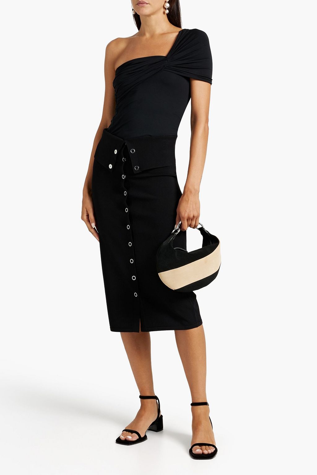 THE LINE BY K Kyo one-shoulder ruched stretch-Micro Modal jersey top