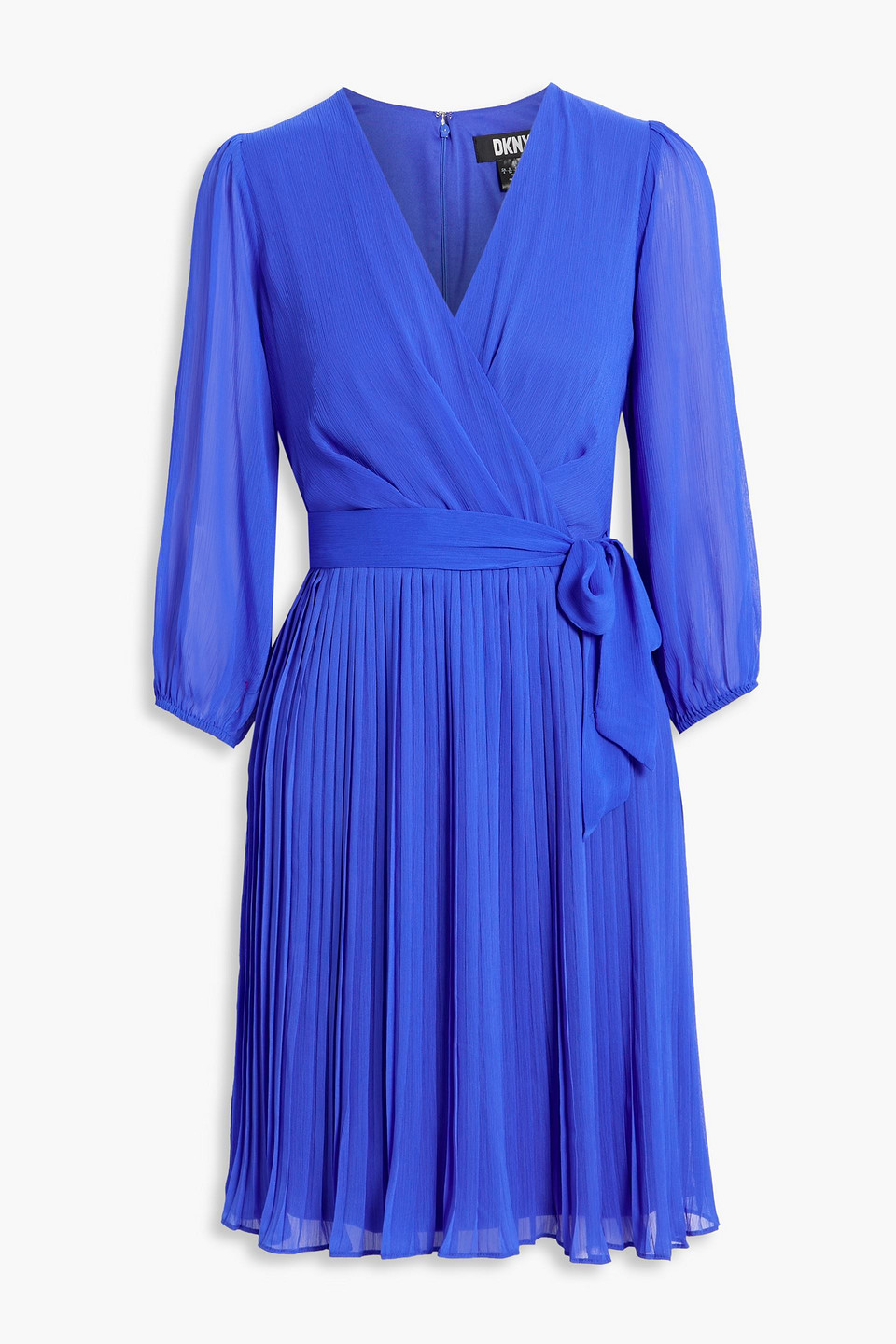 cobalt blue pleated dress High end long sleeve pleated royal blue dress- Kari L
