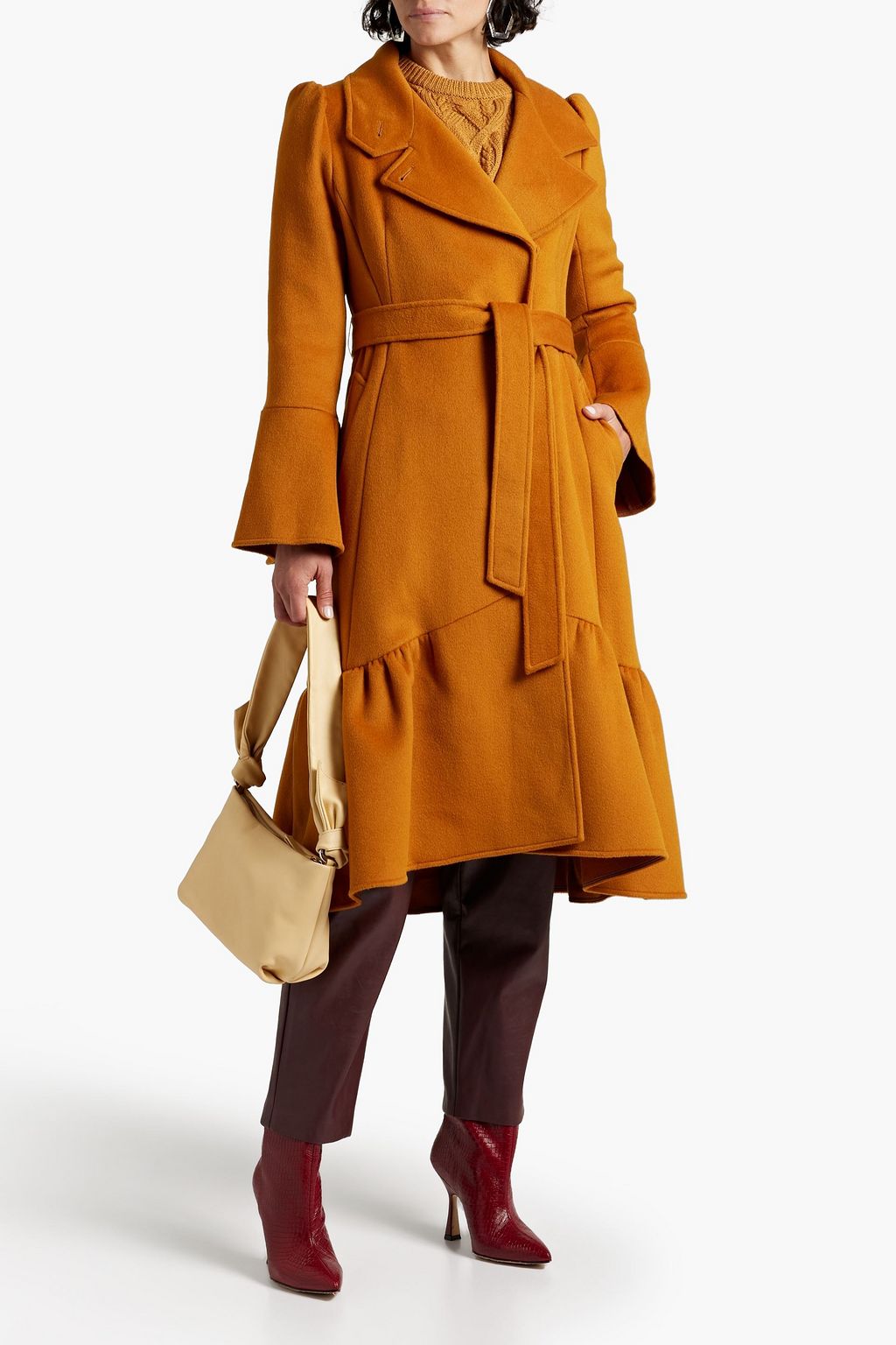 DIANE VON FURSTENBERG Fluted belted wool-felt coat