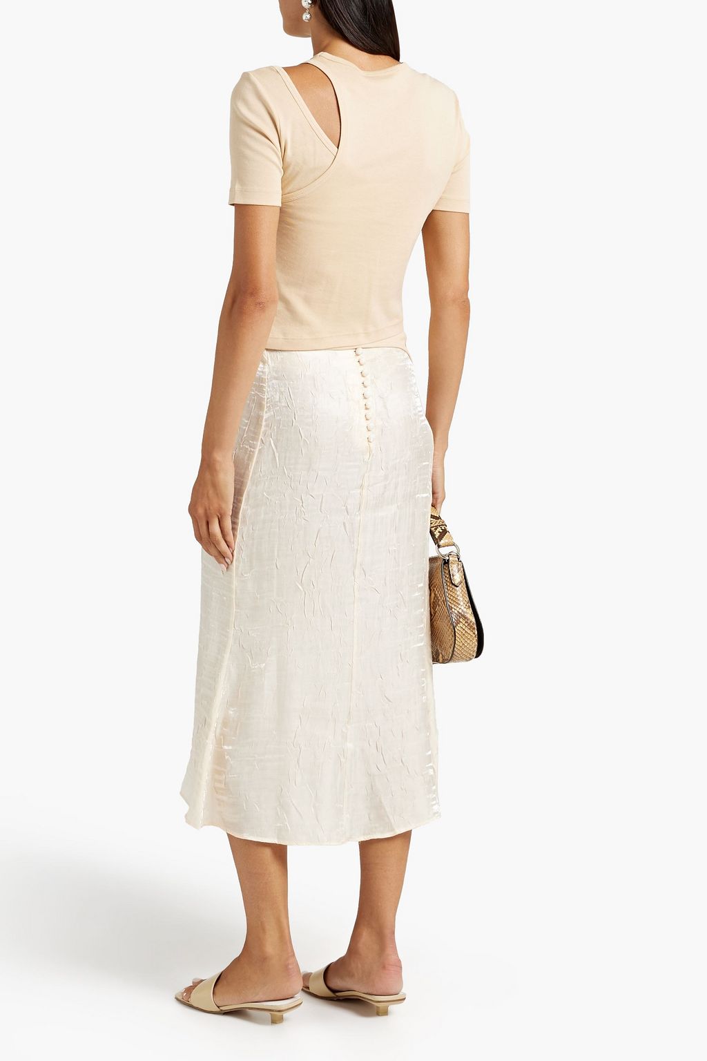 THE LINE BY K Crinkled satin midi skirt