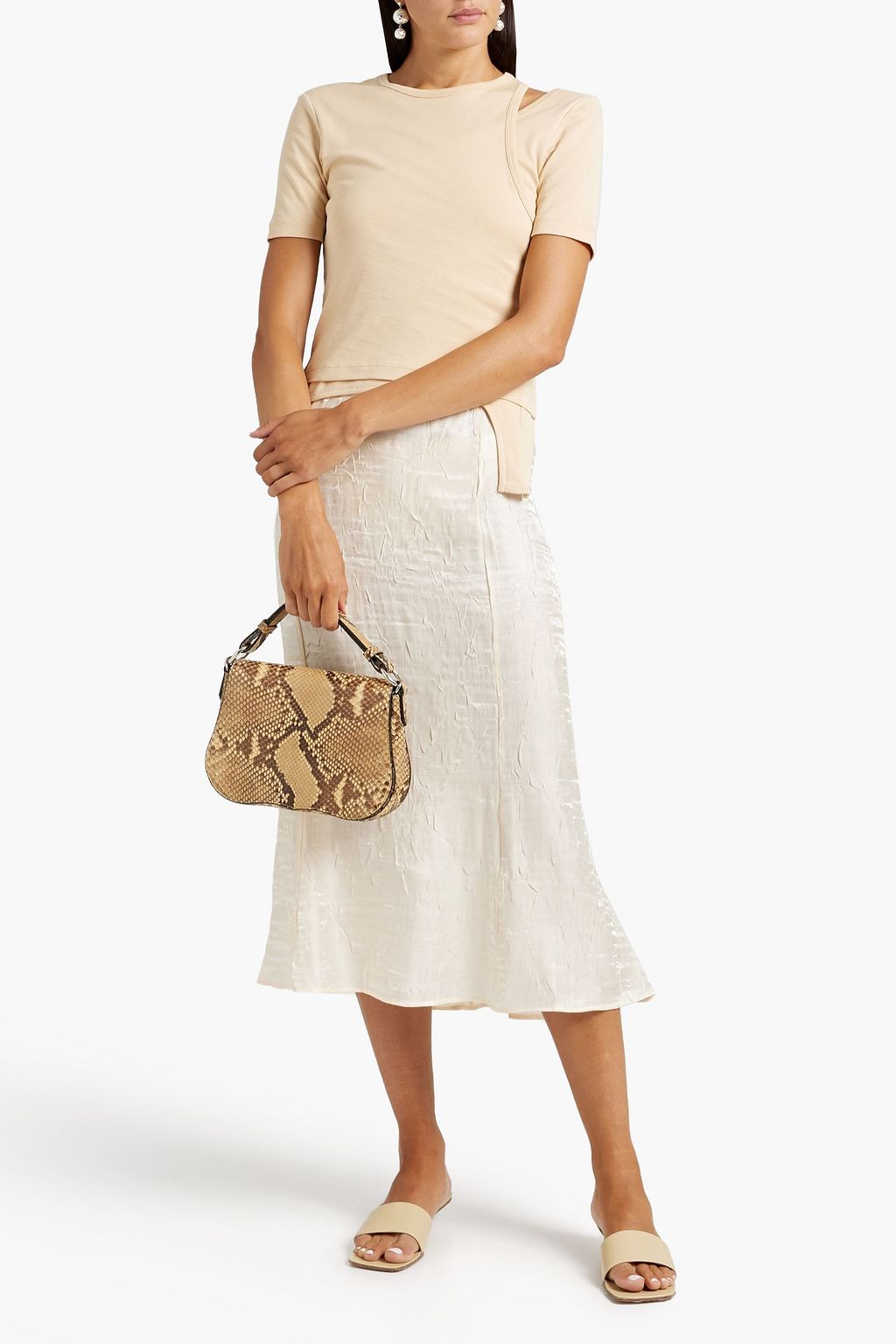 THE LINE BY K Crinkled satin midi skirt