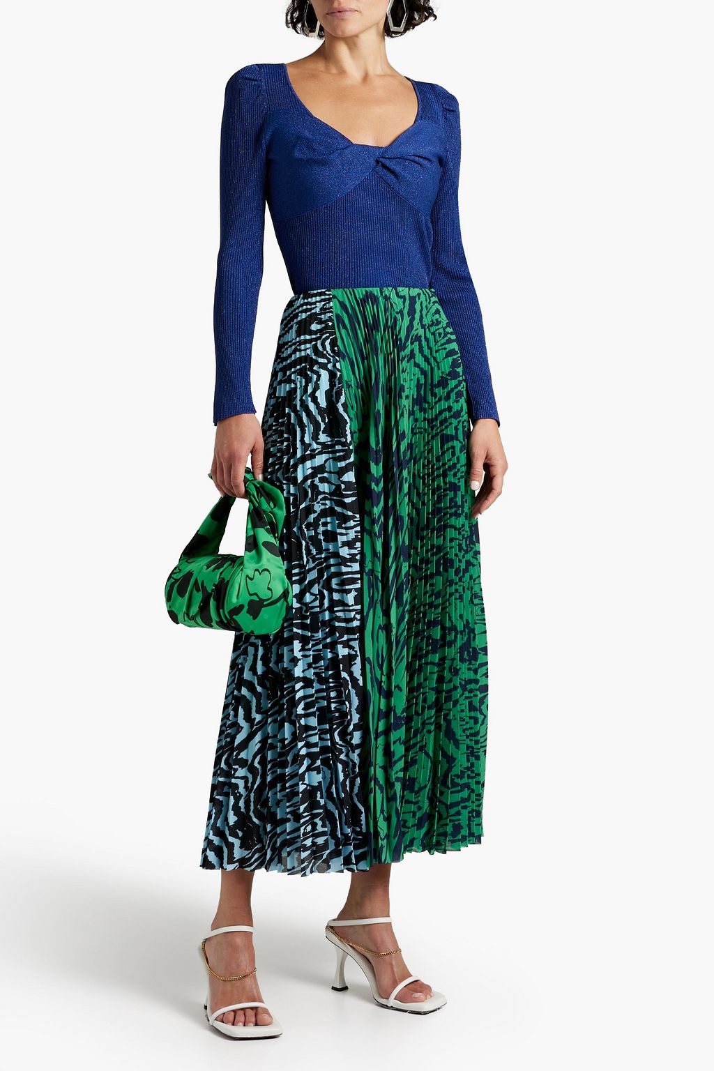 DIANE VON FURSTENBERG Twisted metallic ribbed-knit sweater