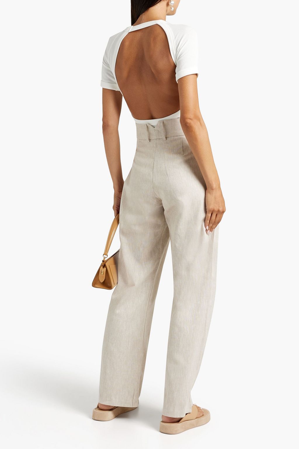 THE LINE BY K Bettina pleated linen-blend straight-leg pants