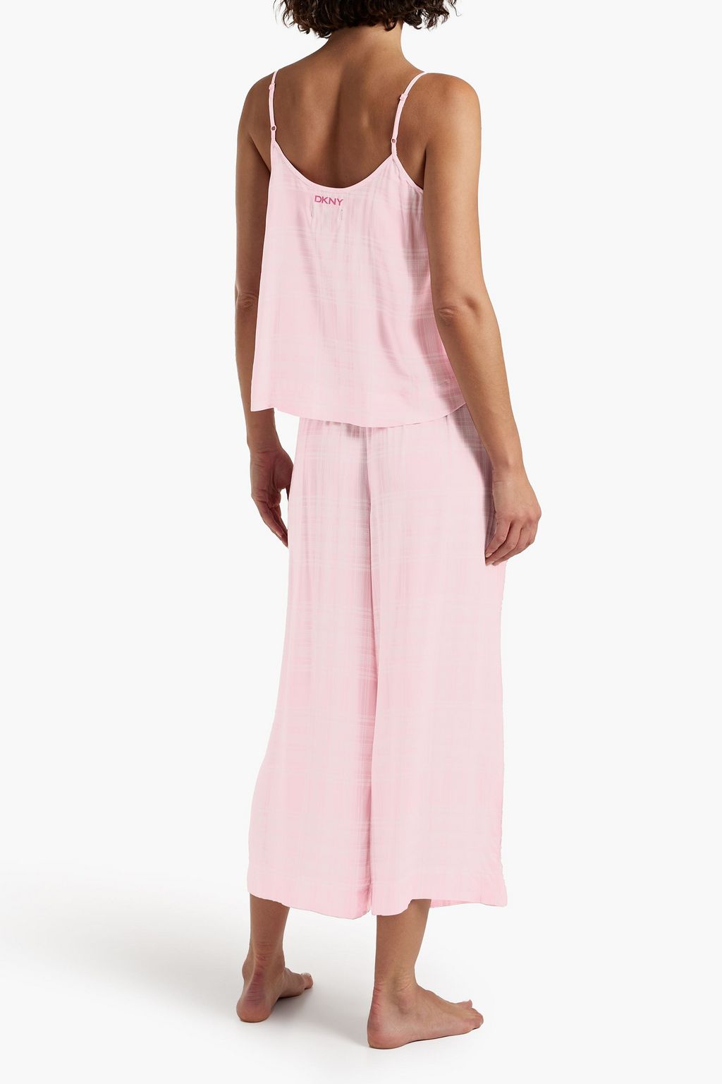 DKNY Cropped checked jersey pajama set
