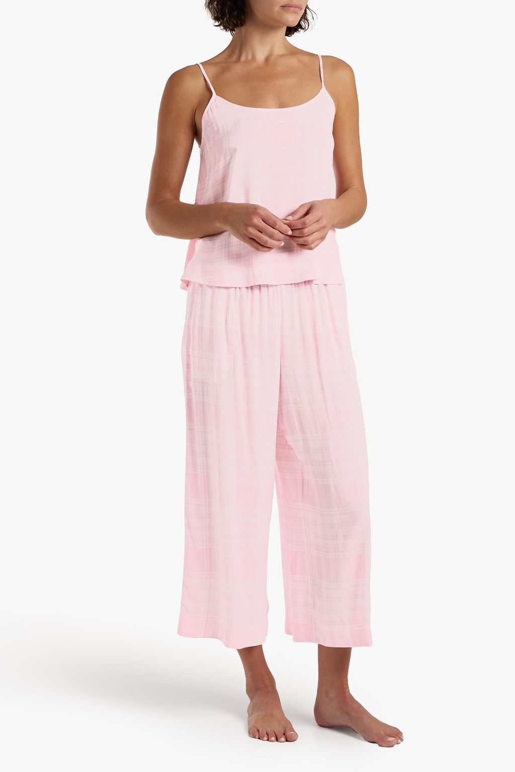 DKNY Cropped checked jersey pajama set
