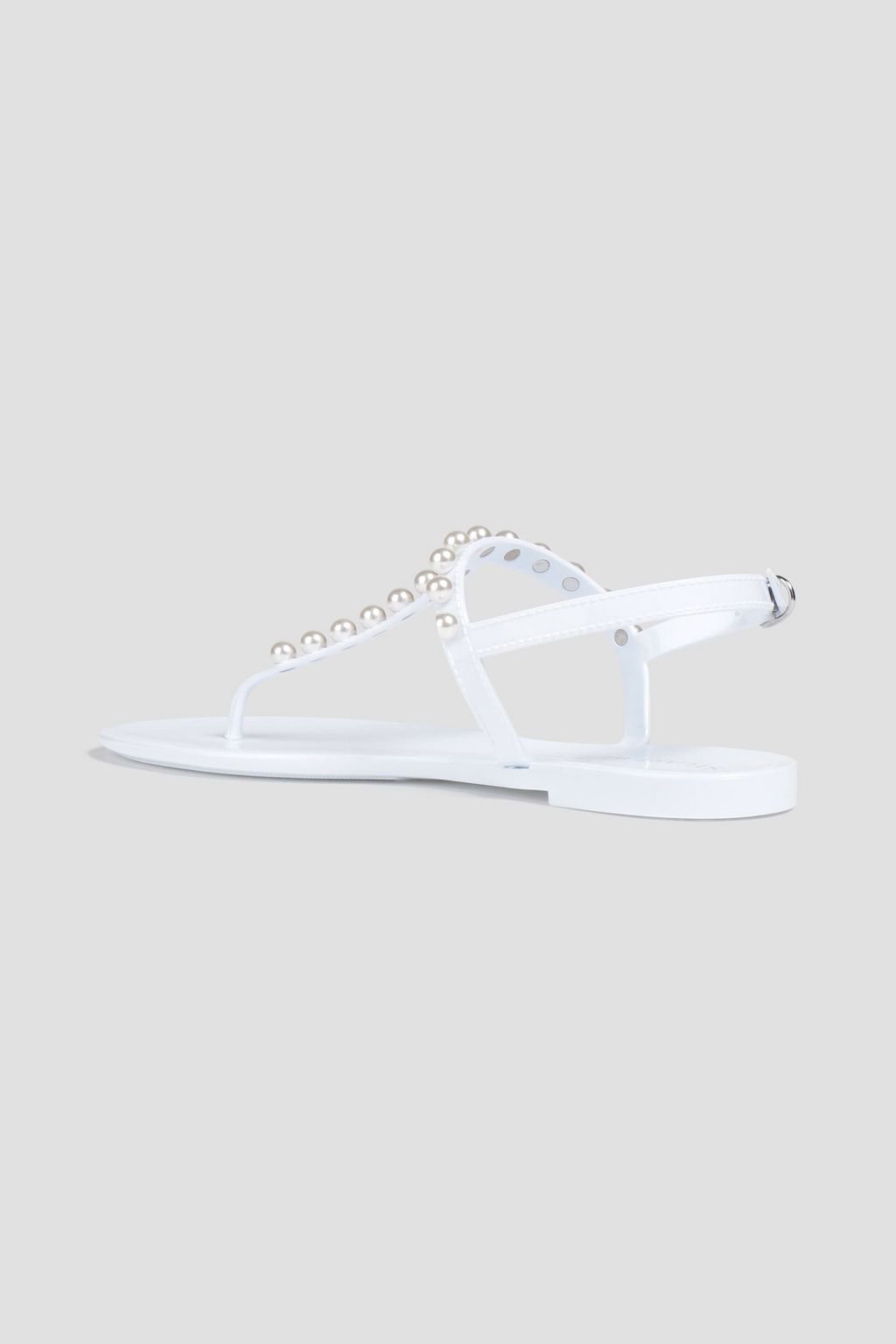 STUART WEITZMAN صندل مصنوع من مادة PVC ومزين باللؤلؤ الصناعي