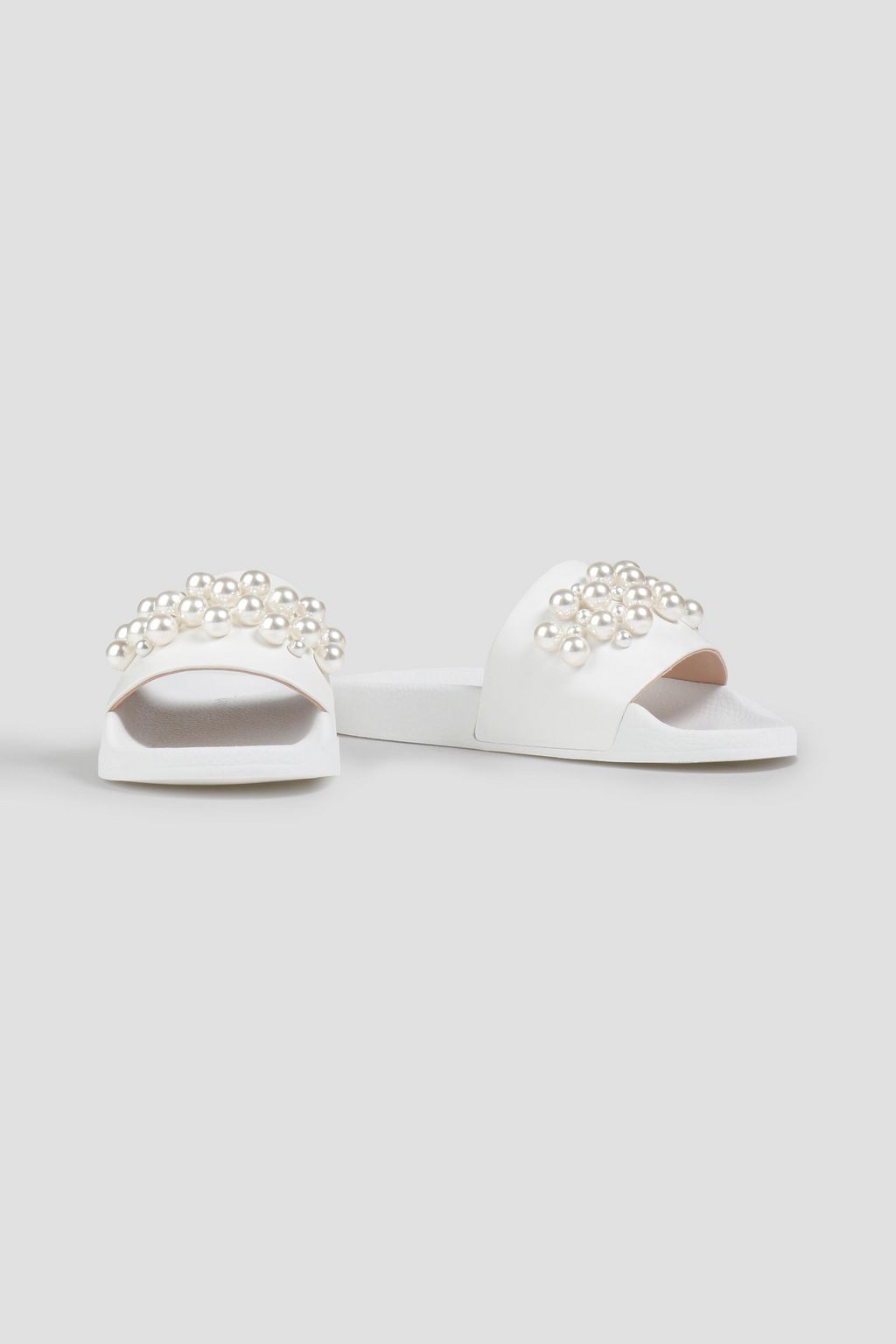 STUART WEITZMAN Goldie レザー スライドサンダル フェイクパール付き