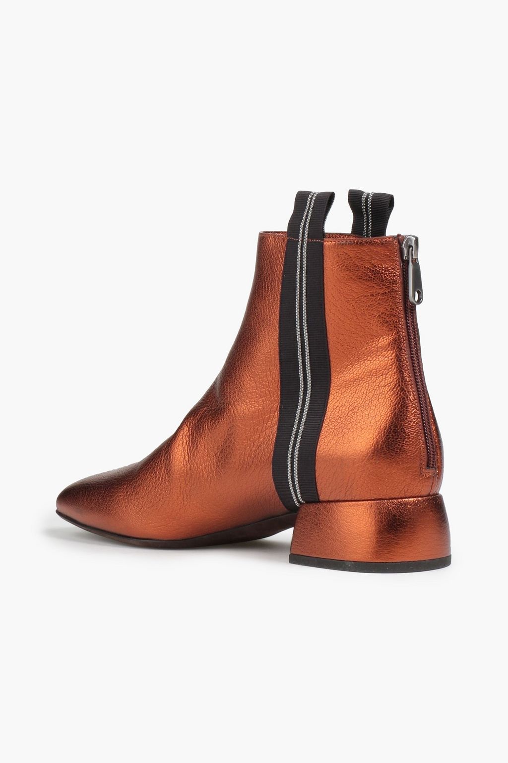 BRUNELLO CUCINELLI ぺブル加工レザー アンクルブーツ メタリック