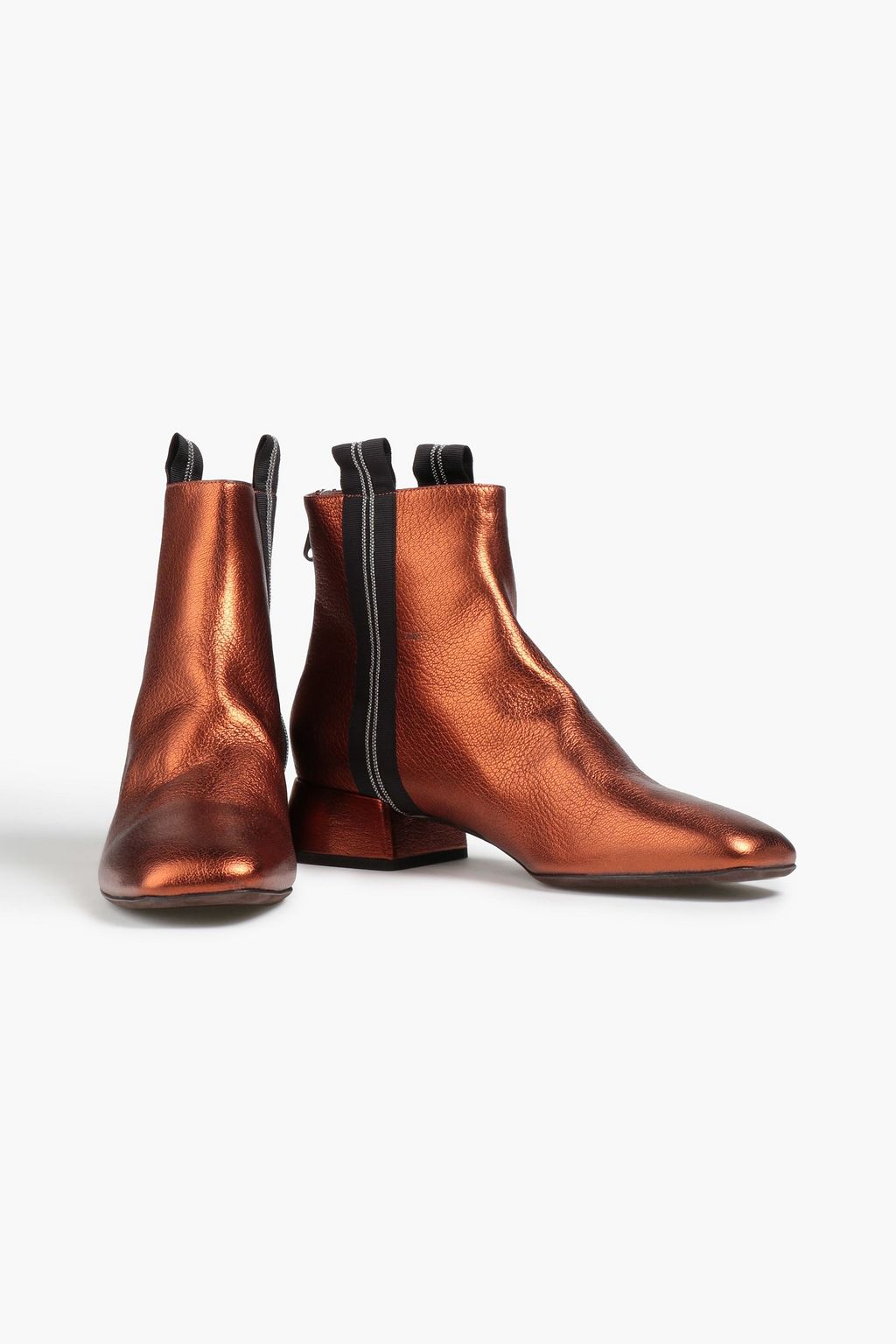 BRUNELLO CUCINELLI ぺブル加工レザー アンクルブーツ メタリック