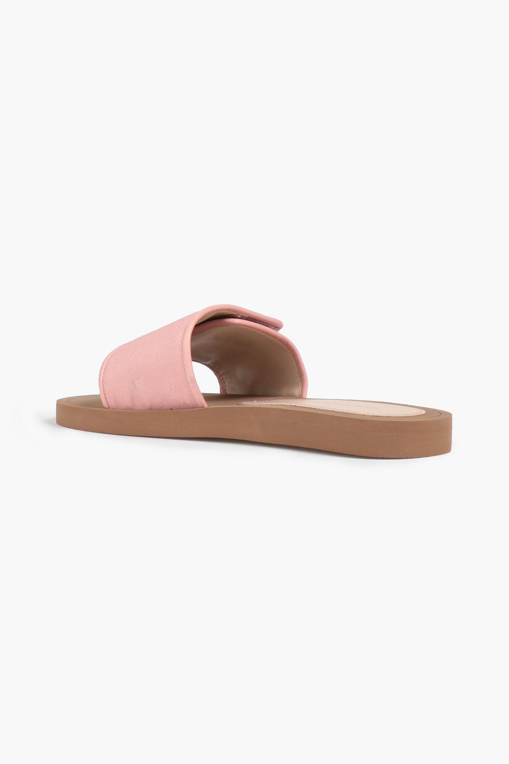 STUART WEITZMAN Embellished leather-trimmed twill slides