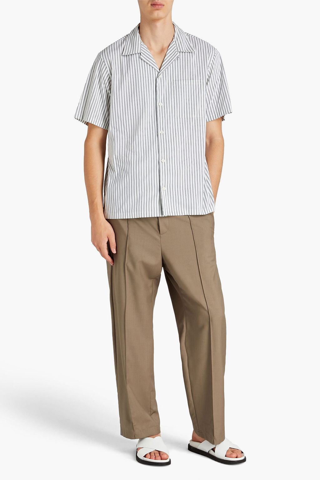 THEORY Weldon striped stretch-cotton poplin shirt