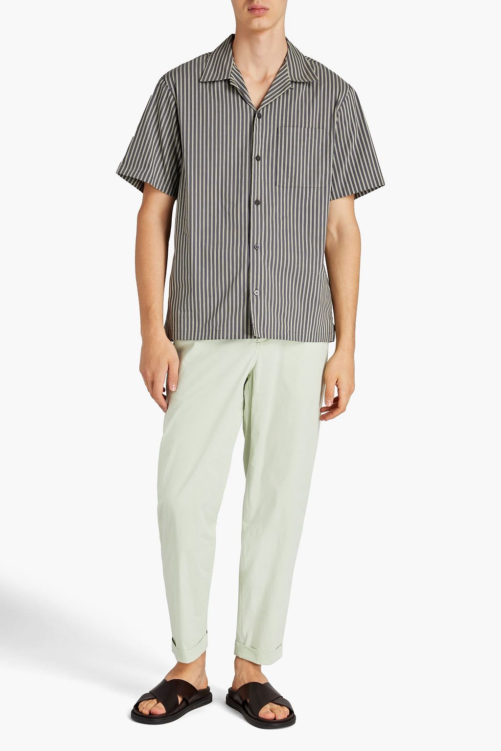 THEORY Weldon striped stretch-cotton poplin shirt