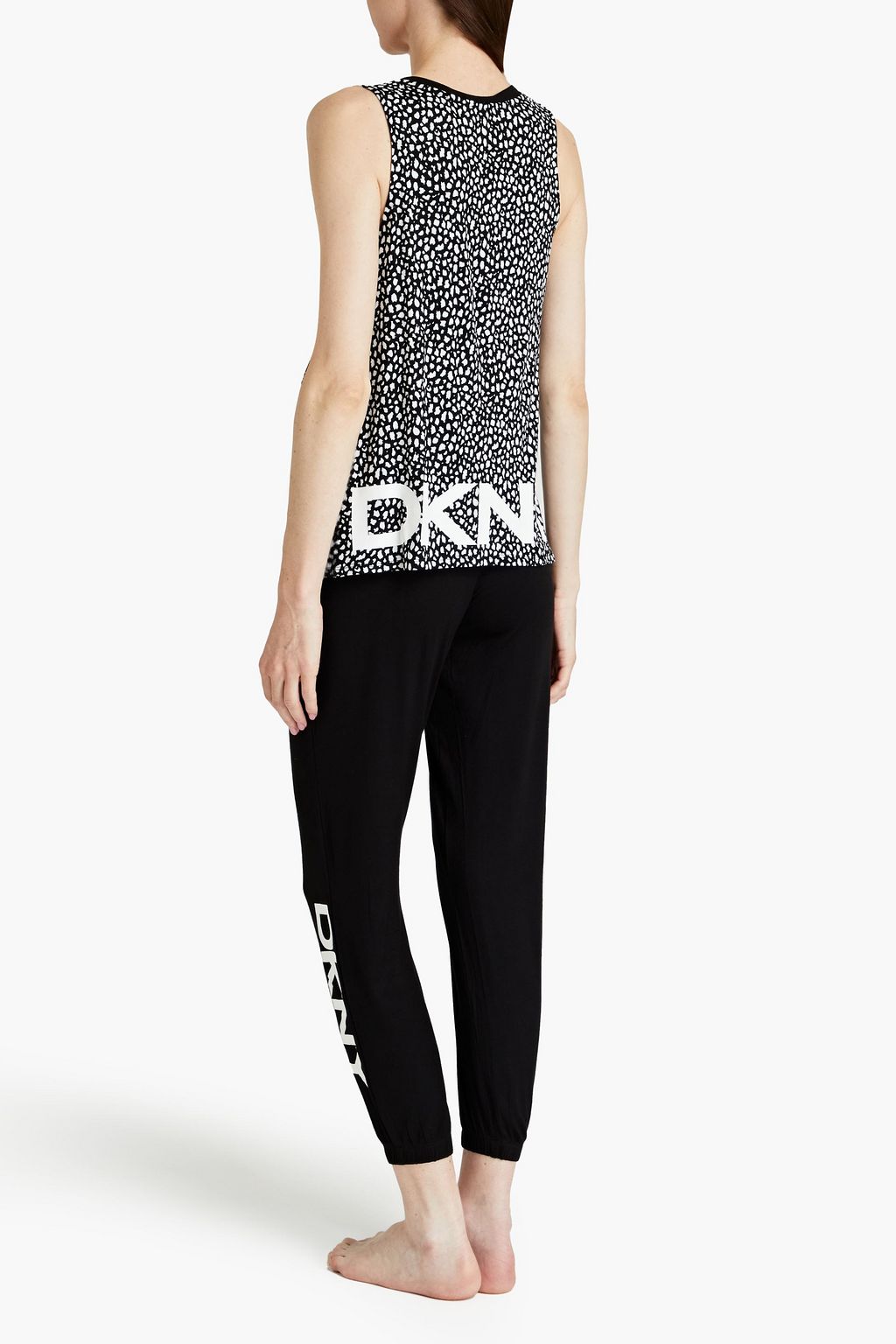 DKNY Leopard-print stretch-jersey pajama set