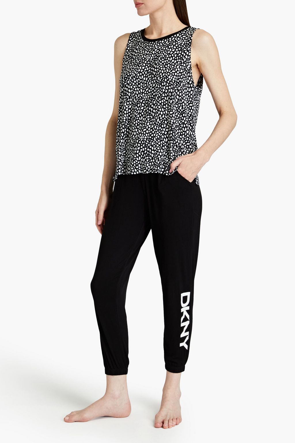 DKNY Leopard-print stretch-jersey pajama set
