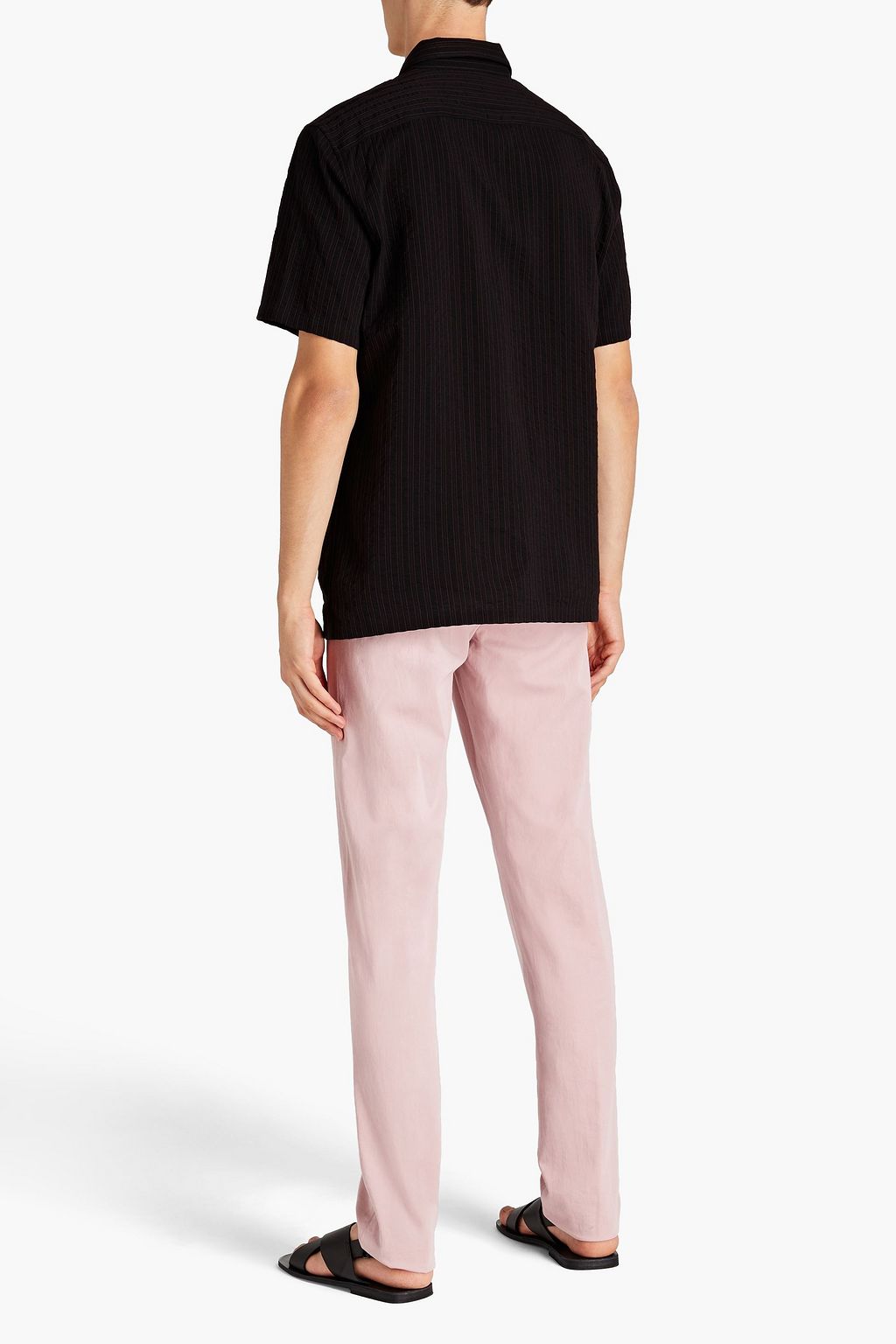 THEORY Striped cotton-blend jacquard shirt