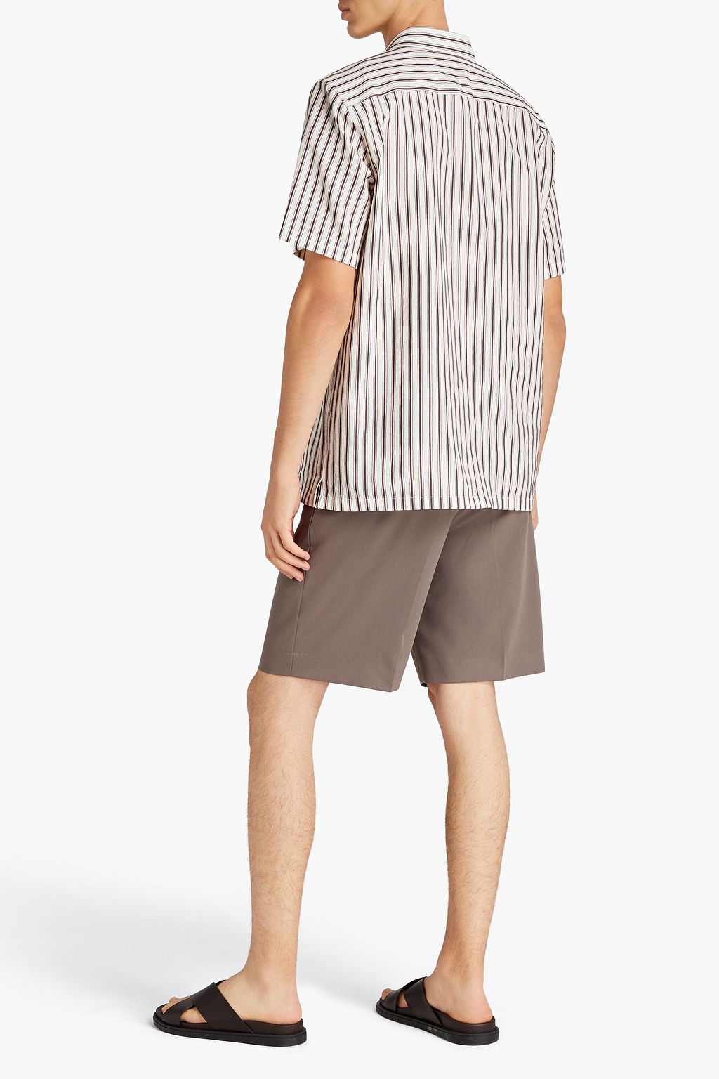 THEORY Striped cotton-blend jacquard shirt