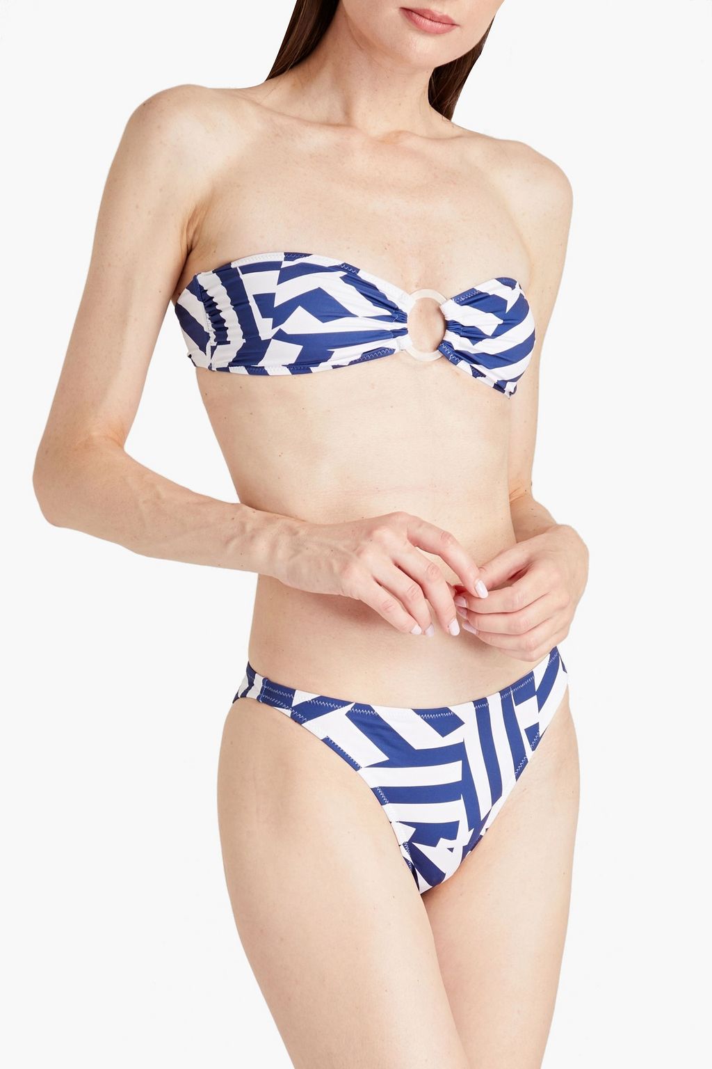 SOLID & STRIPED سروال بكيني بخصر منخفض مزين بطبعات