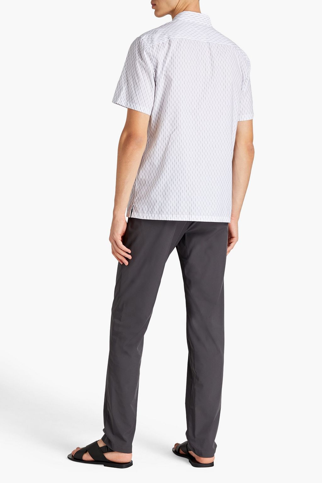 THEORY Irving striped cotton-jacquard shirt