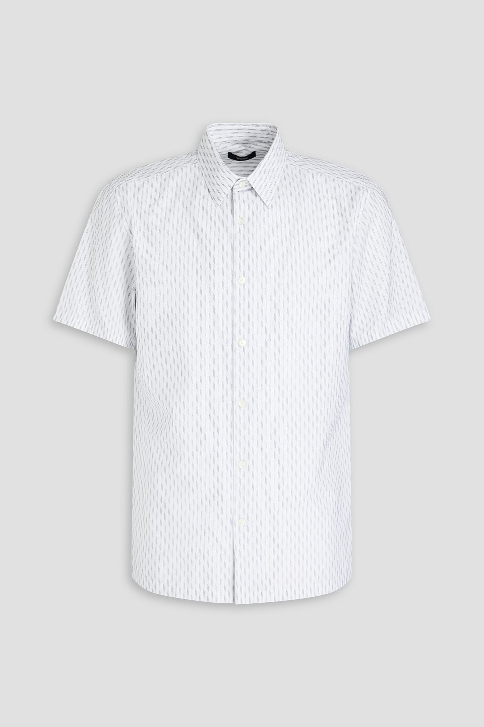 Theory Irving Striped Cotton-jacquard Shirt In Sand White