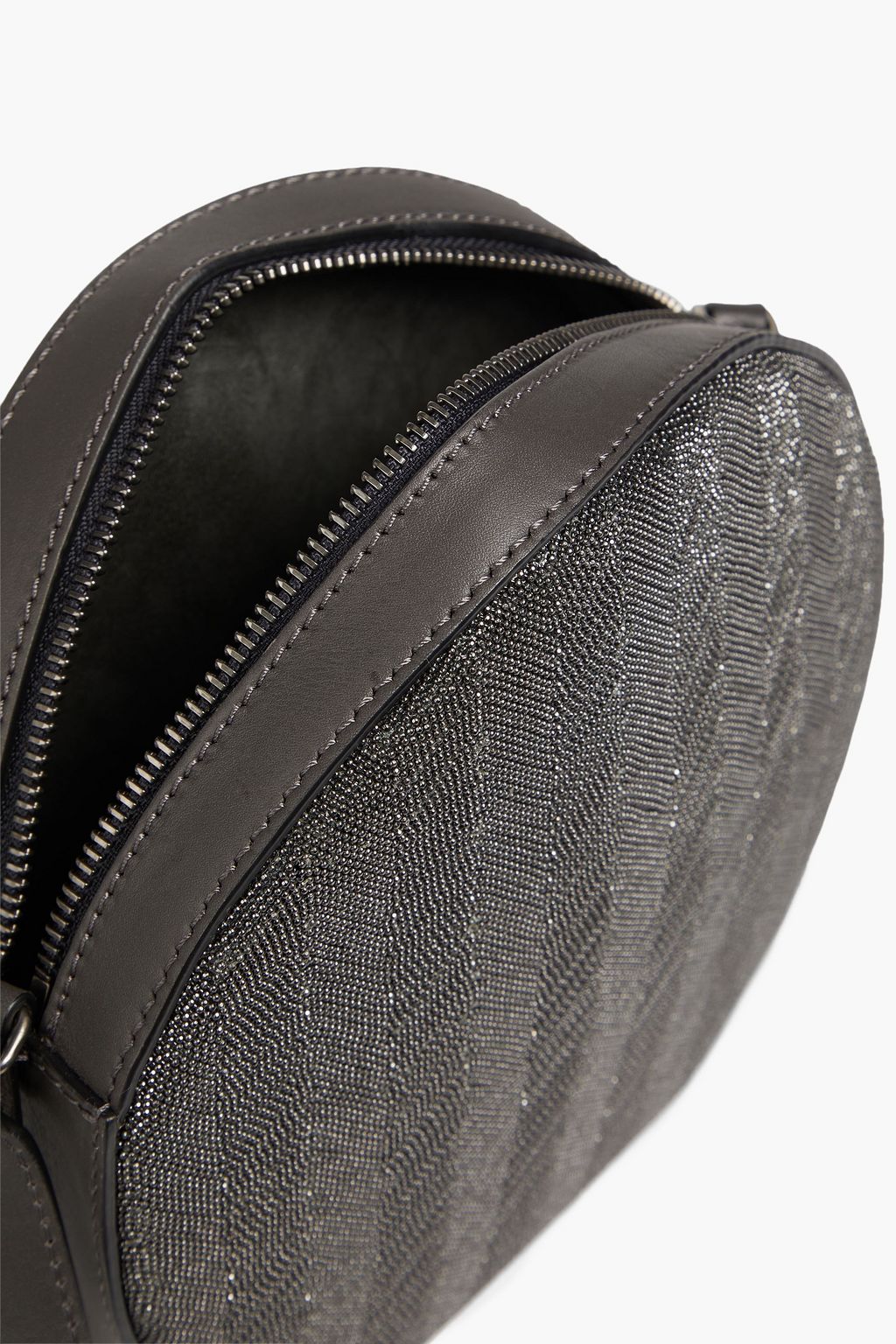 BRUNELLO CUCINELLI Schultertasche aus Leder mit Zierperlen