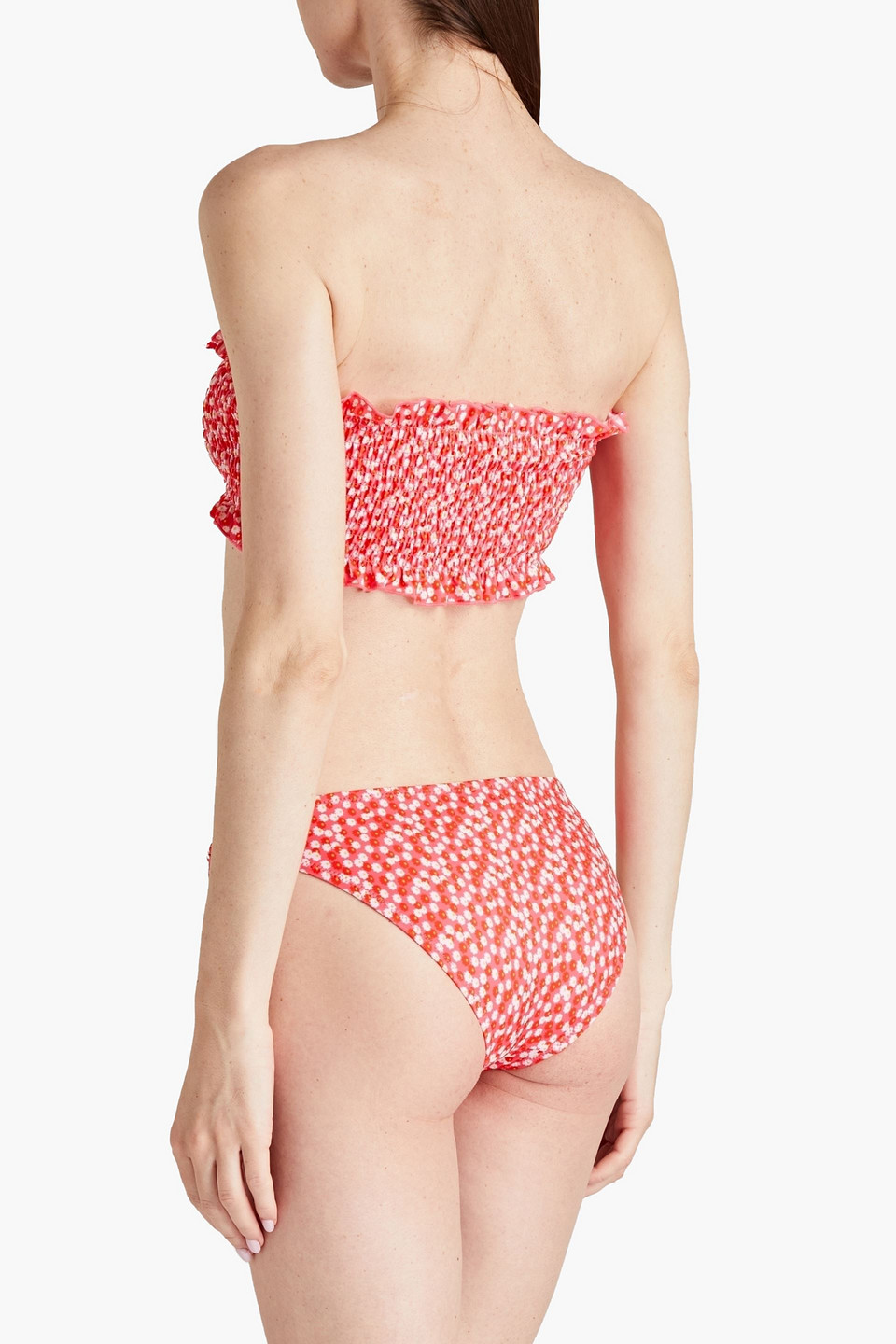  Solid & Striped - Tief Sitzendes Bikini-höschen Mit Floralem Print Und Raffung - Orange - Xs 