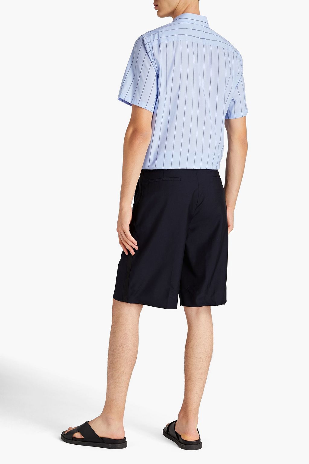 THEORY Irving striped cotton-poplin shirt