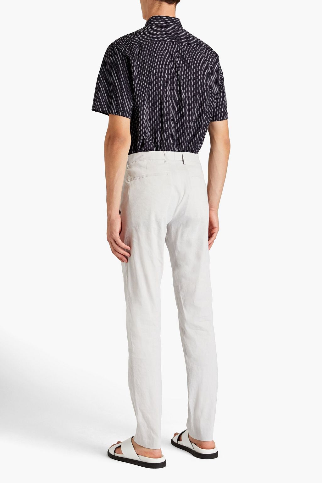 THEORY Irving striped cotton-jacquard shirt