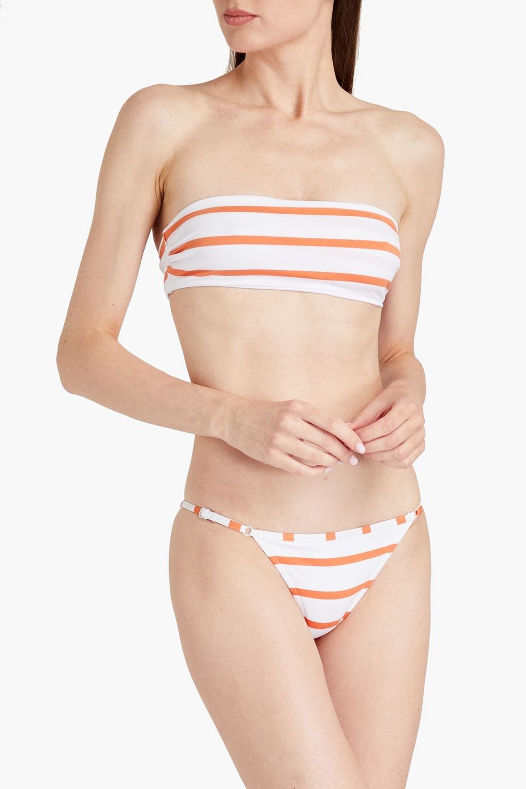 SOLID & STRIPED Striped bandeau bikini top