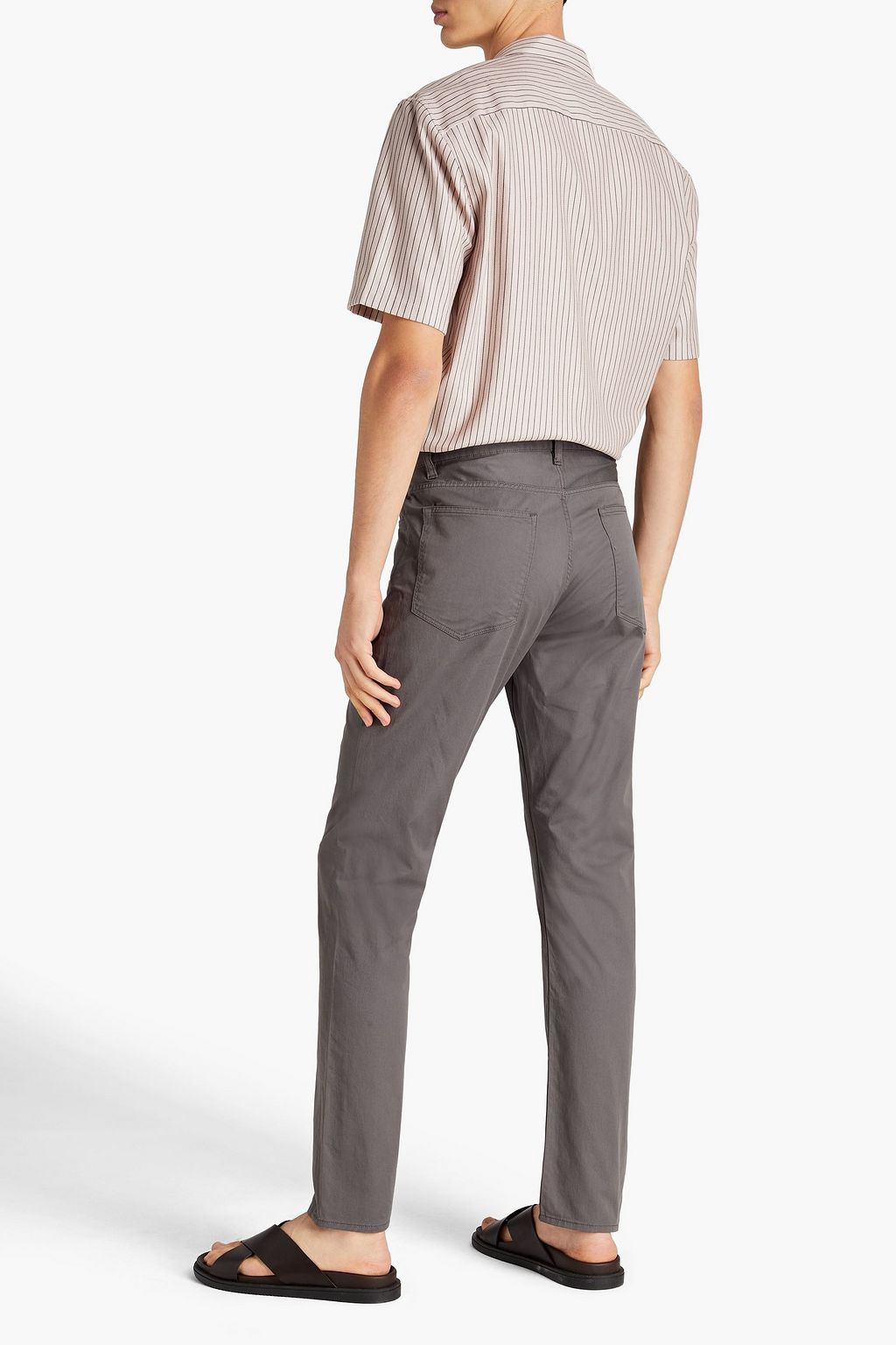 THEORY Pinstriped cotton-piqué shirt