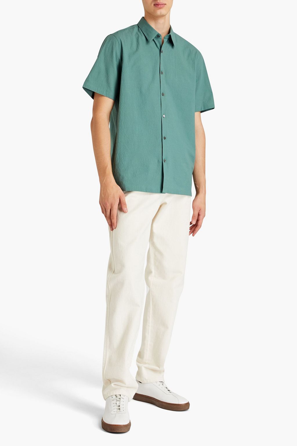 THEORY Irving stretch-cotton seersucker shirt