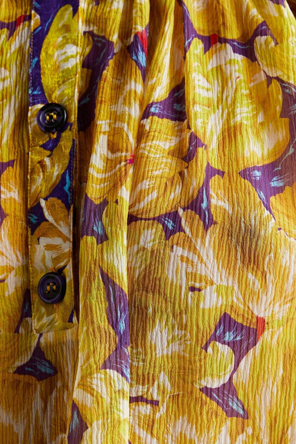 MISSONI Gathered floral-print silk-crepon top