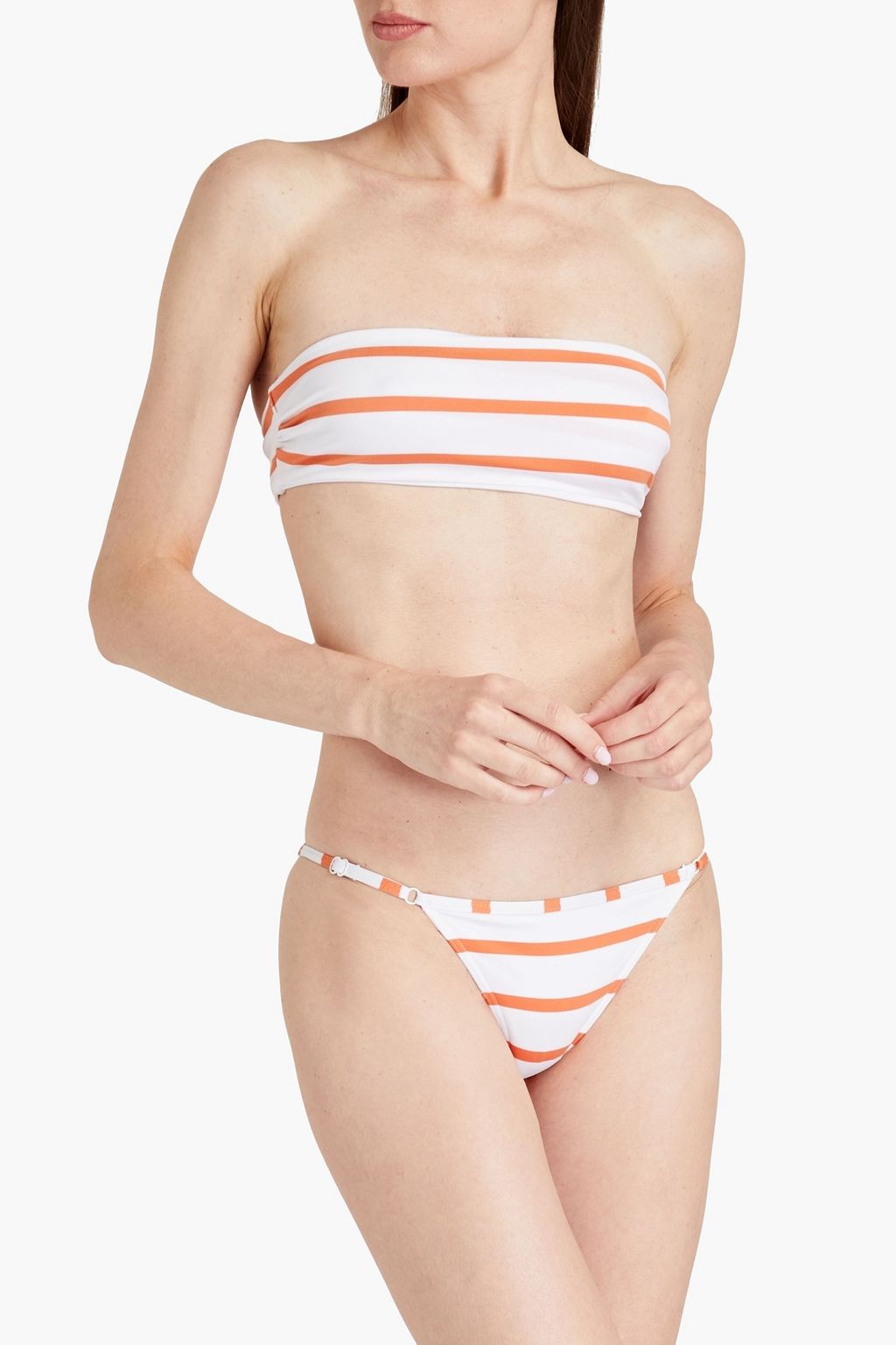 SOLID & STRIPED سروال بكيني بخصر منخفض بتصميم مخطط