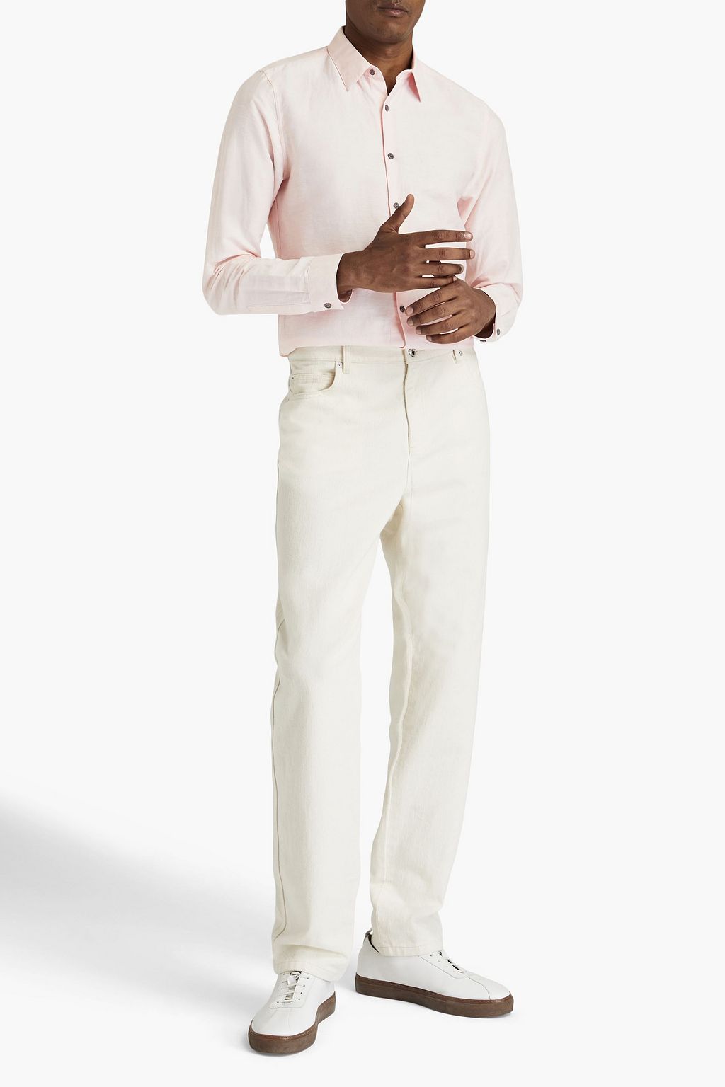 THEORY Irving slub cotton and linen-blend twill shirt