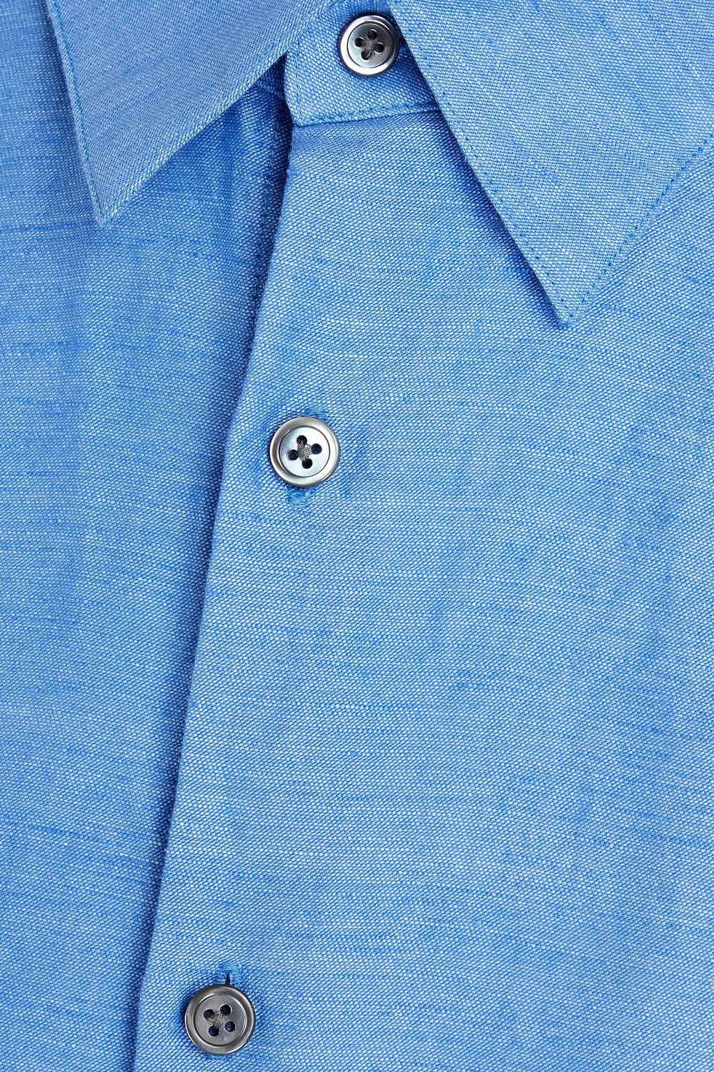 THEORY Irving slub cotton and linen-blend twill shirt