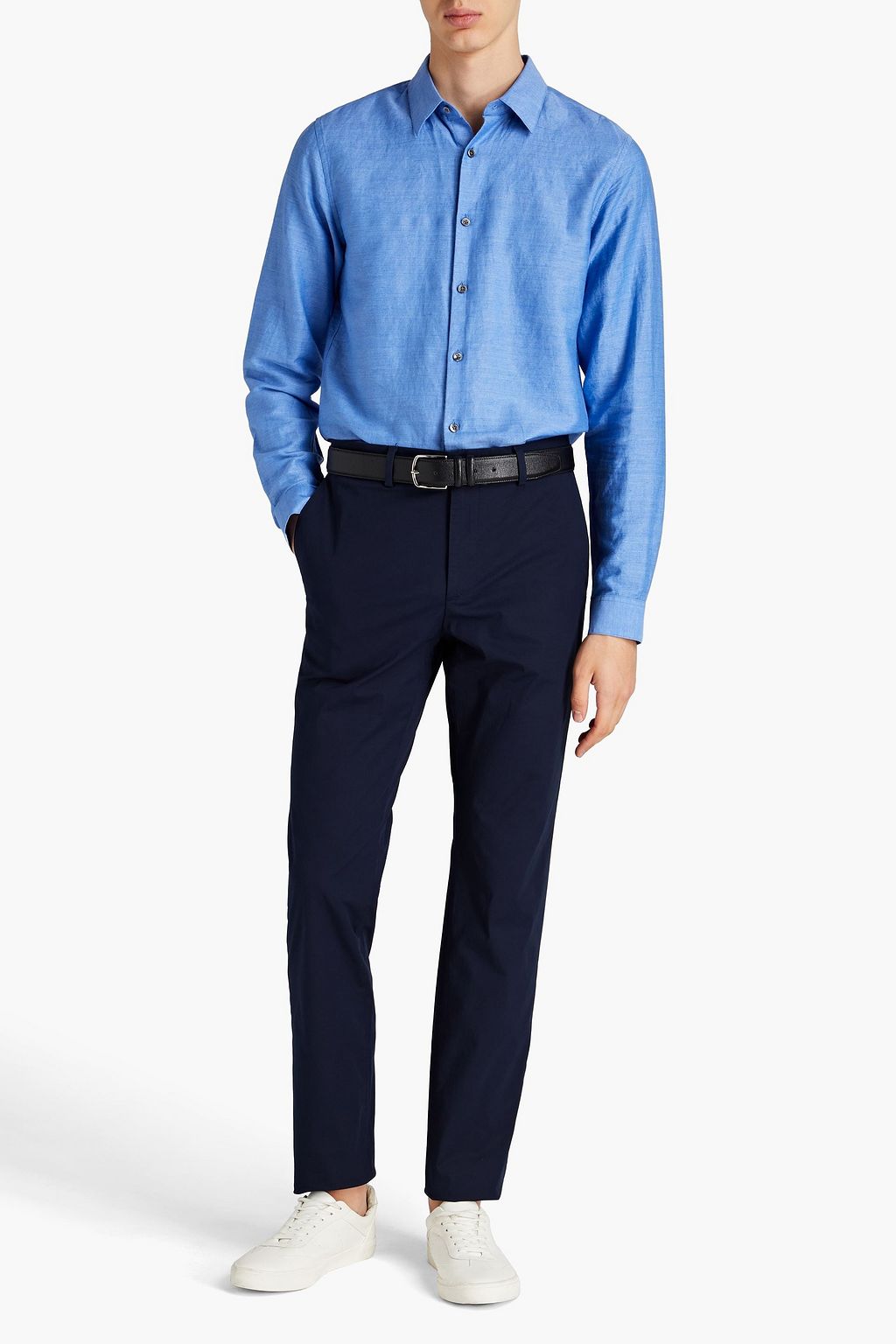 THEORY Irving slub cotton and linen-blend twill shirt