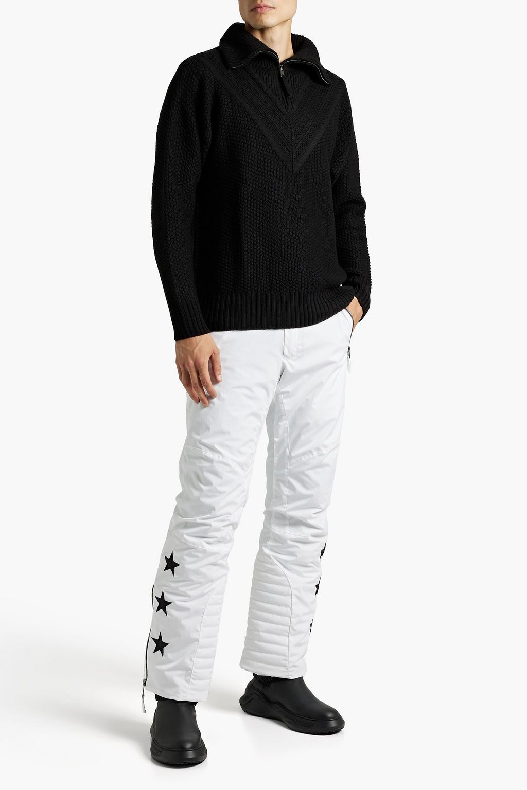 JETSET Jacquard-knit wool half-zip sweater