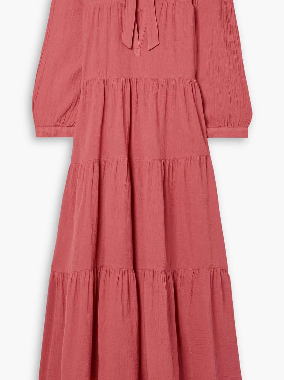 giselle tiered crinkled cotton-gauze maxi dress