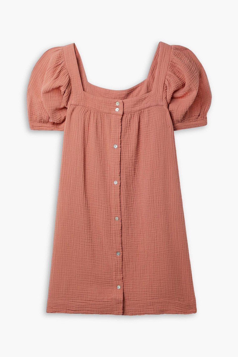 Honorine Francoise Cotton-seersucker Mini Dress In Antique Rose