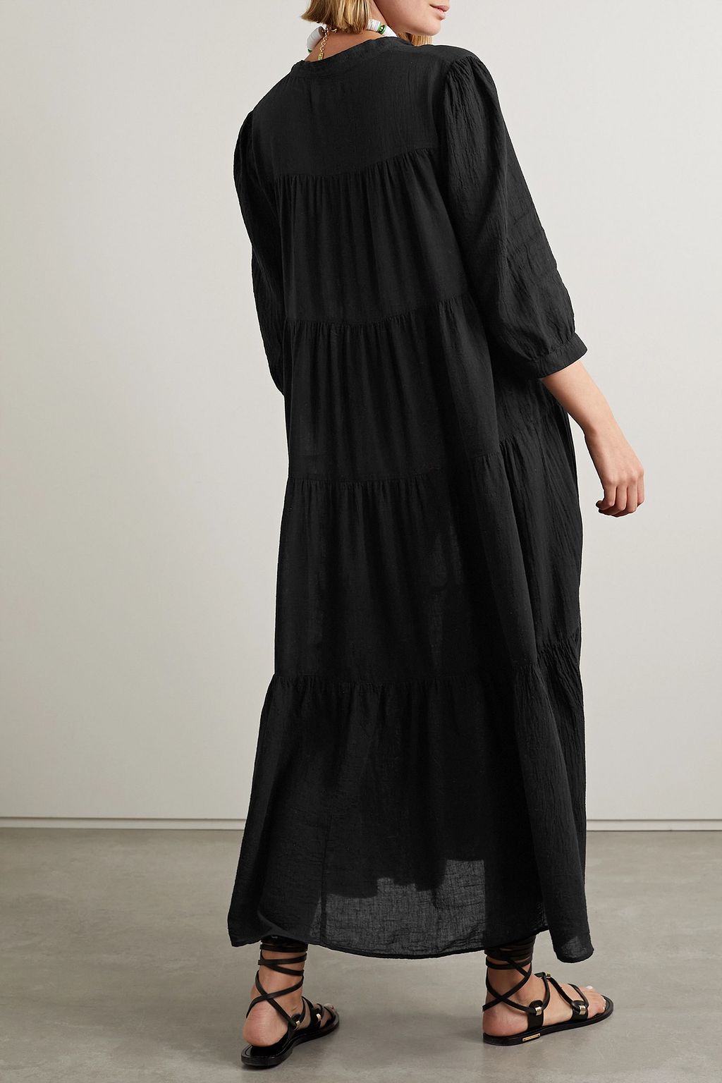 HONORINE Giselle Maxikleid aus Baumwollgaze in Knitteroptik