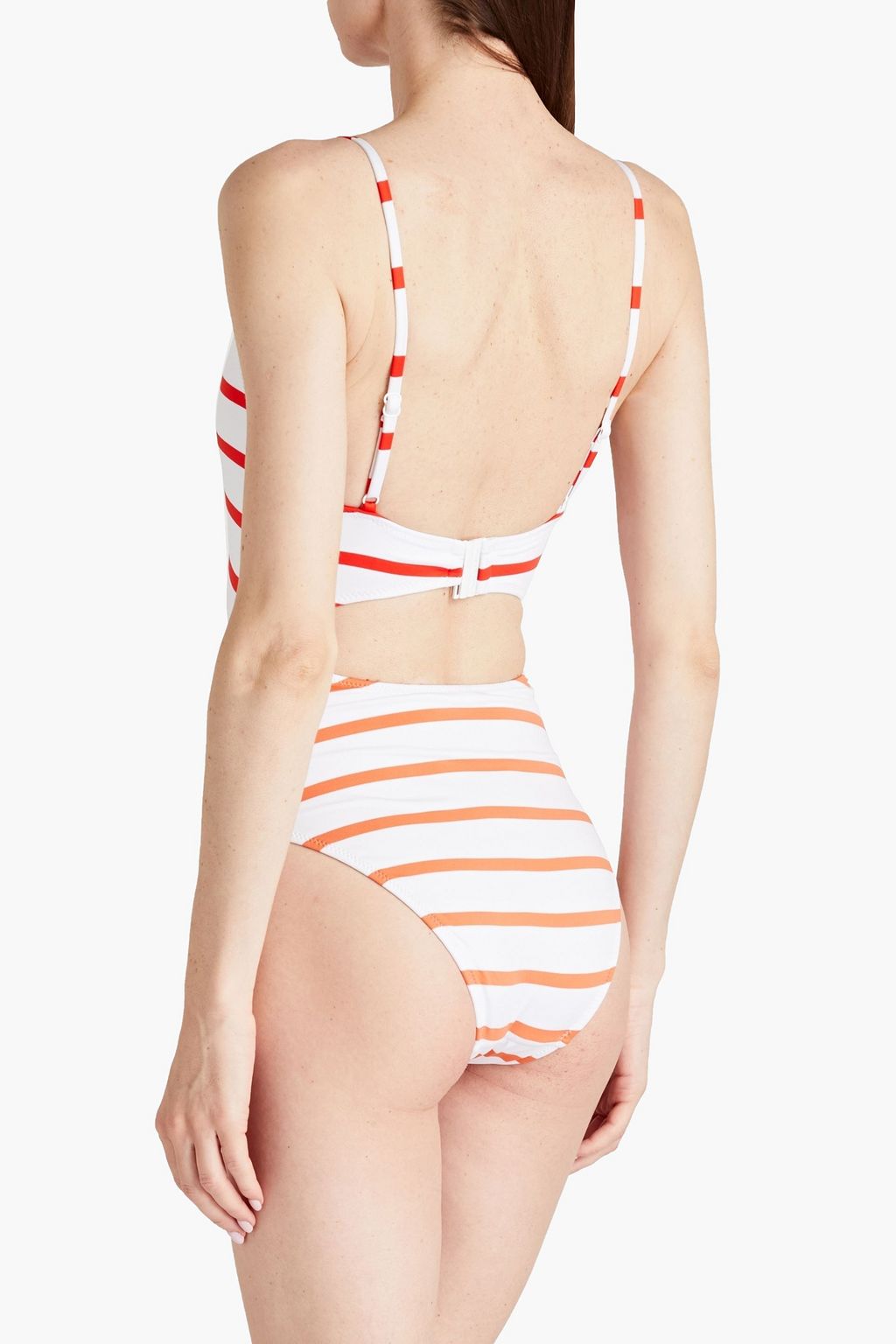 SOLID & STRIPED لباس سباحة بتصميم مخطط مزين بفتحات